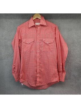 Jason Shirt Mens Small Red USA Made Pearl Snap LS Western